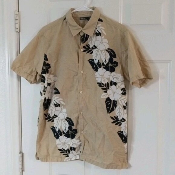 Cherokee Hawaiian Shirt Boys XL (14-16) Button Down Beige 100% Cotton - Picture 1 of 5
